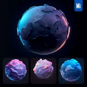 Midjourney Prompt Neptune Icon Design UI 3D Rendering Game Planet