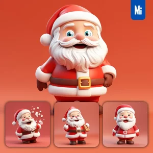 Midjourney Prompt Santa Claus Christmas 3D Cartoon Red Toy Blind Box