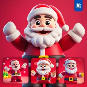 Midjourney Prompt Santa Claus Christmas 3D Cartoon Red Toy Lego