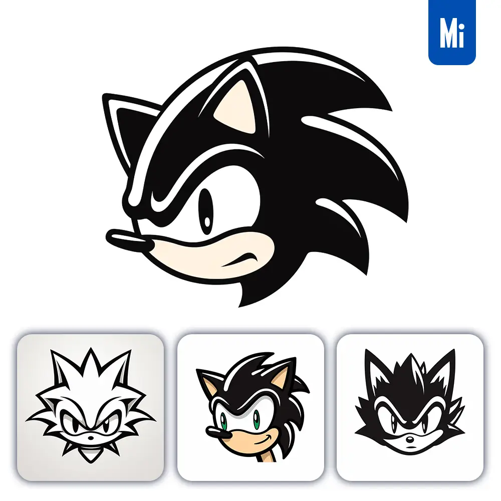 Midjourney Prompt Sonic Hedgehog Line Cartoon Graphic Icon Illustration Avatar Logo Portrait