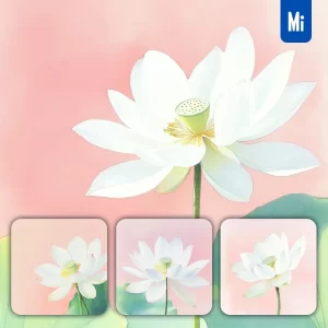 Midjourney Prompt Lotus Flower White Pink Leaves Close Up Photography