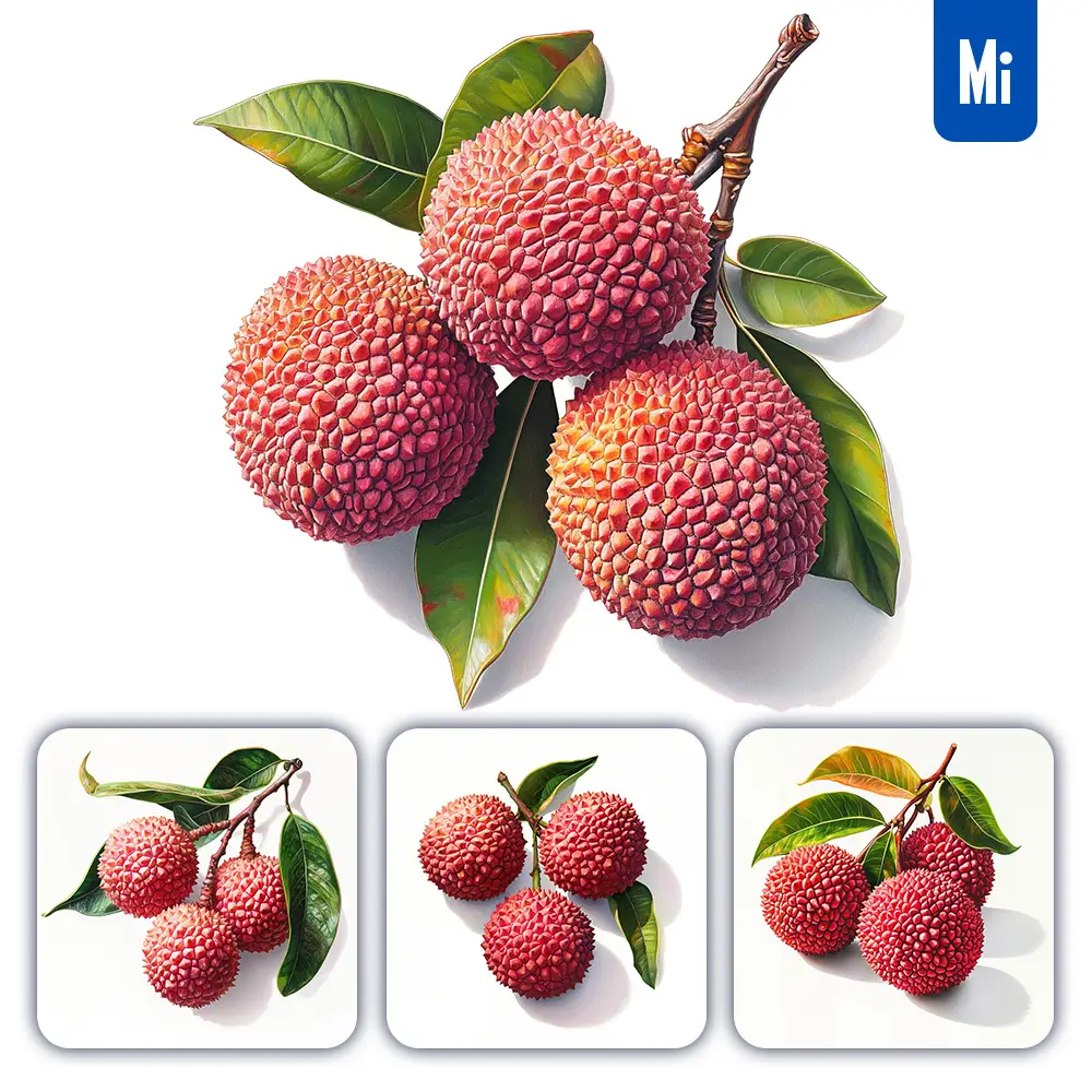 Midjourney Prompt Lychee Litchi Leaf Leaves Detailed Illustration Painting
