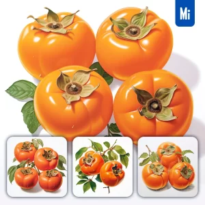 Midjourney Prompt Persimmon Leaf Leaves Detailed Illustration Painting