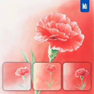Midjourney Prompt Red Carnation Flower Leaves Close Up Photography