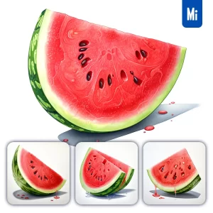 Midjourney Prompt Watermelon Fresh Detailed Illustration Painting