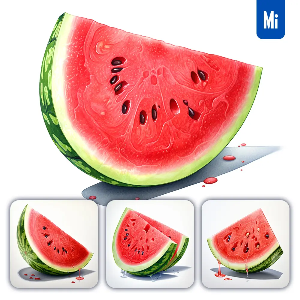 Midjourney Prompt Watermelon Fresh Detailed Illustration Painting