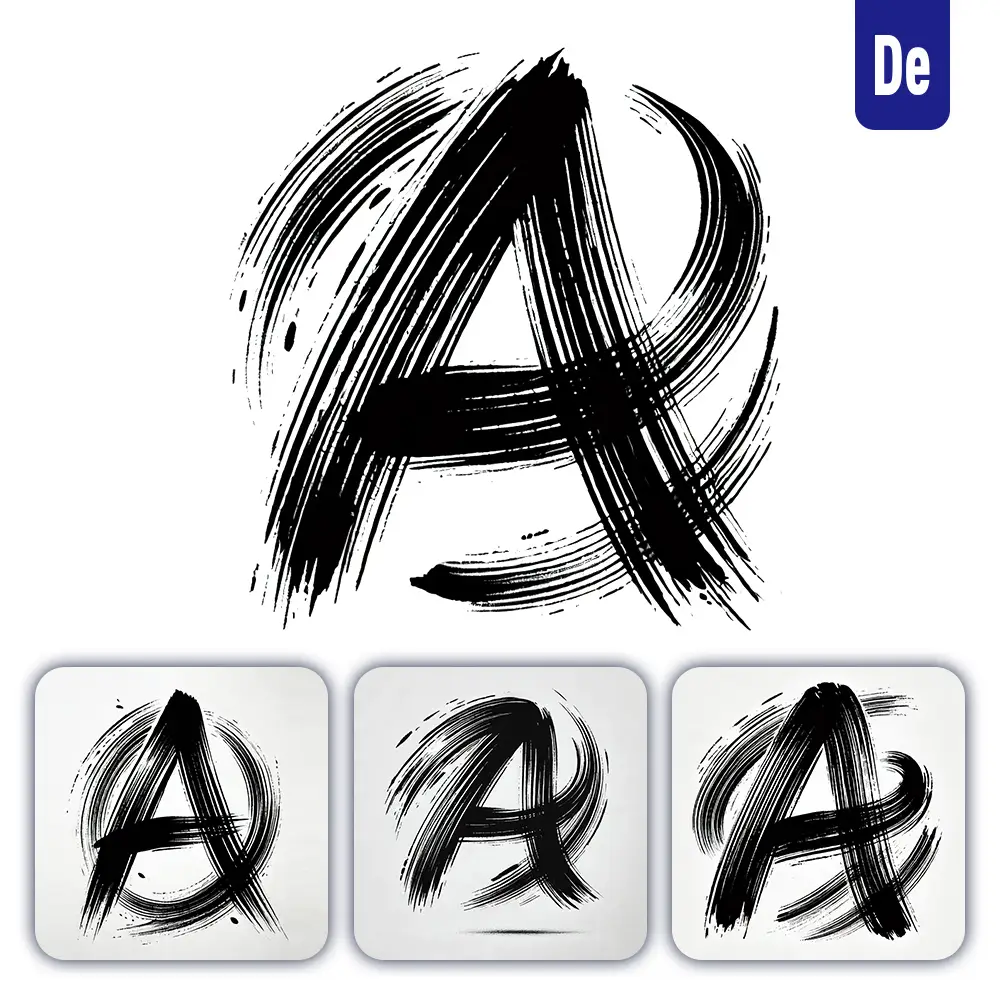 Dalle Prompt a Letter Chinese Brush Stroke Black Ink Hand Drawing Vector