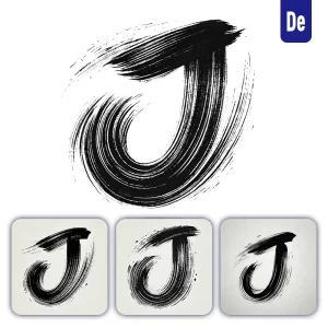 Dalle Prompt J Letter Chinese Brush Stroke Black Ink Hand Drawing Vector