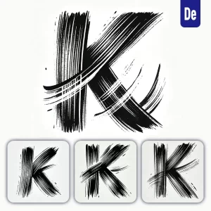 Dalle Prompt K Letter Chinese Brush Stroke Black Ink Hand Drawing Vector