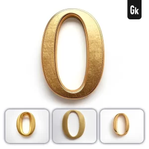Grok Prompt 0 Number Logo 3D Rendering Gold Golden Metal