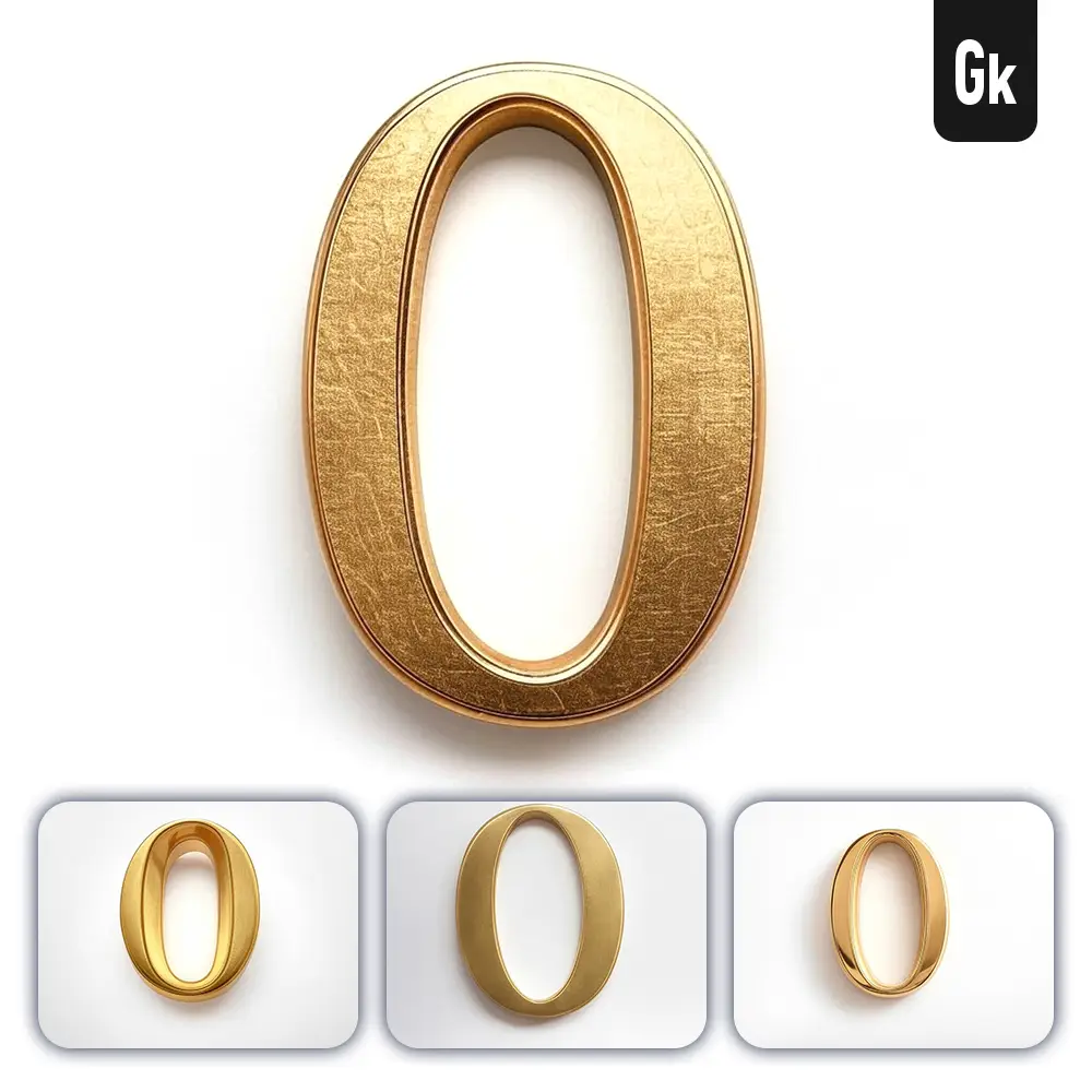 Grok Prompt 0 Number Logo 3D Rendering Gold Golden Metal