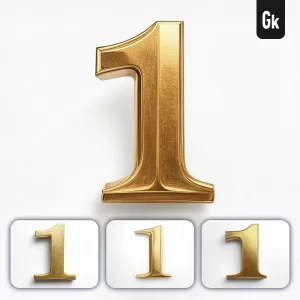 Grok Prompt 1 Number Logo 3D Rendering Gold Golden Metal