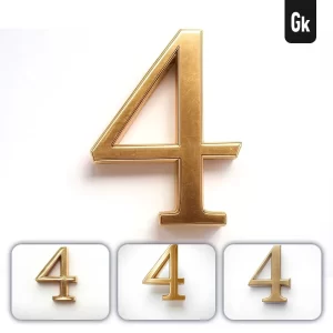Grok Prompt 4 Number Logo 3D Rendering Gold Golden Metal