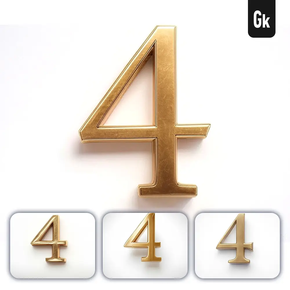 Grok Prompt 4 Number Logo 3D Rendering Gold Golden Metal