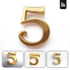 Grok Prompt 5 Number Logo 3D Rendering Gold Golden Metal