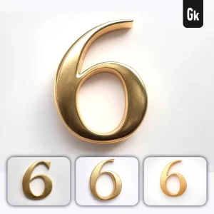Grok Prompt 6 Number Logo 3D Rendering Gold Golden Metal