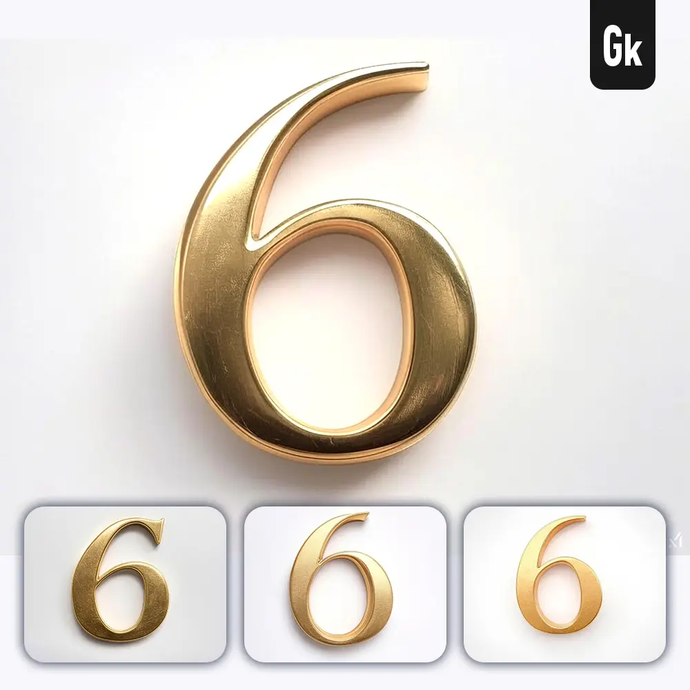 Grok Prompt 6 Number Logo 3D Rendering Gold Golden Metal