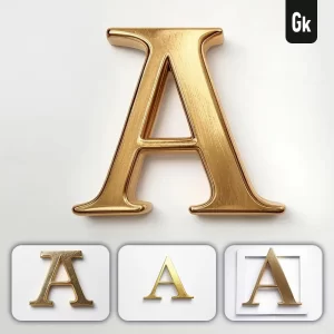Grok Prompt a Letter Logo 3D Rendering Gold Golden Metal
