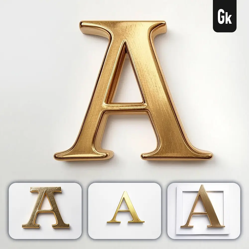 Grok Prompt a Letter Logo 3D Rendering Gold Golden Metal