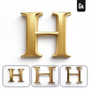 Grok Prompt H Letter Logo 3D Rendering Gold Golden Metal