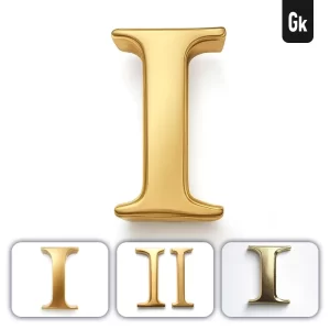 Grok Prompt I Letter Logo 3D Rendering Gold Golden Metal