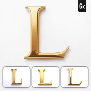 Grok Prompt L Letter Logo 3D Rendering Gold Golden Metal