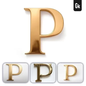 Grok Prompt P Letter Logo 3D Rendering Gold Golden Metal