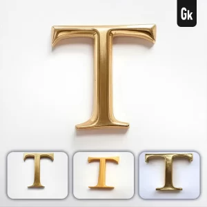 Grok Prompt T Letter Logo 3D Rendering Gold Golden Metal