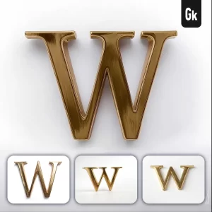 Grok Prompt W Letter Logo 3D Rendering Gold Golden Metal