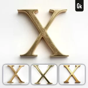 Grok Prompt X Letter Logo 3D Rendering Gold Golden Metal
