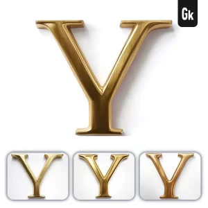 Grok Prompt Y Letter Logo 3D Rendering Gold Golden Metal