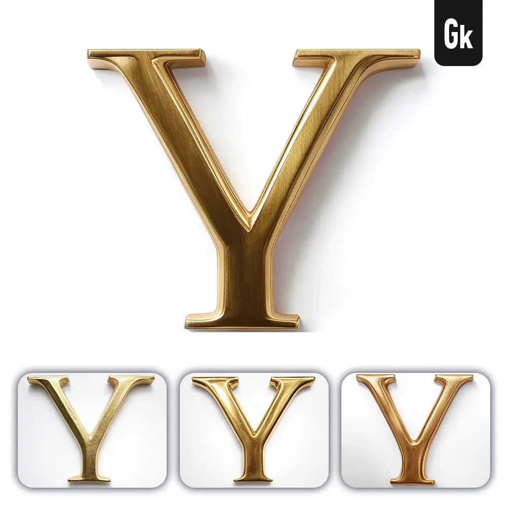 Grok Prompt Y Letter Logo 3D Rendering Gold Golden Metal