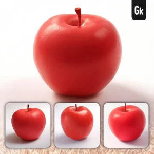 Grok Prompt Apple 3D Rendering Icon Cartoon Simple Model Fruit