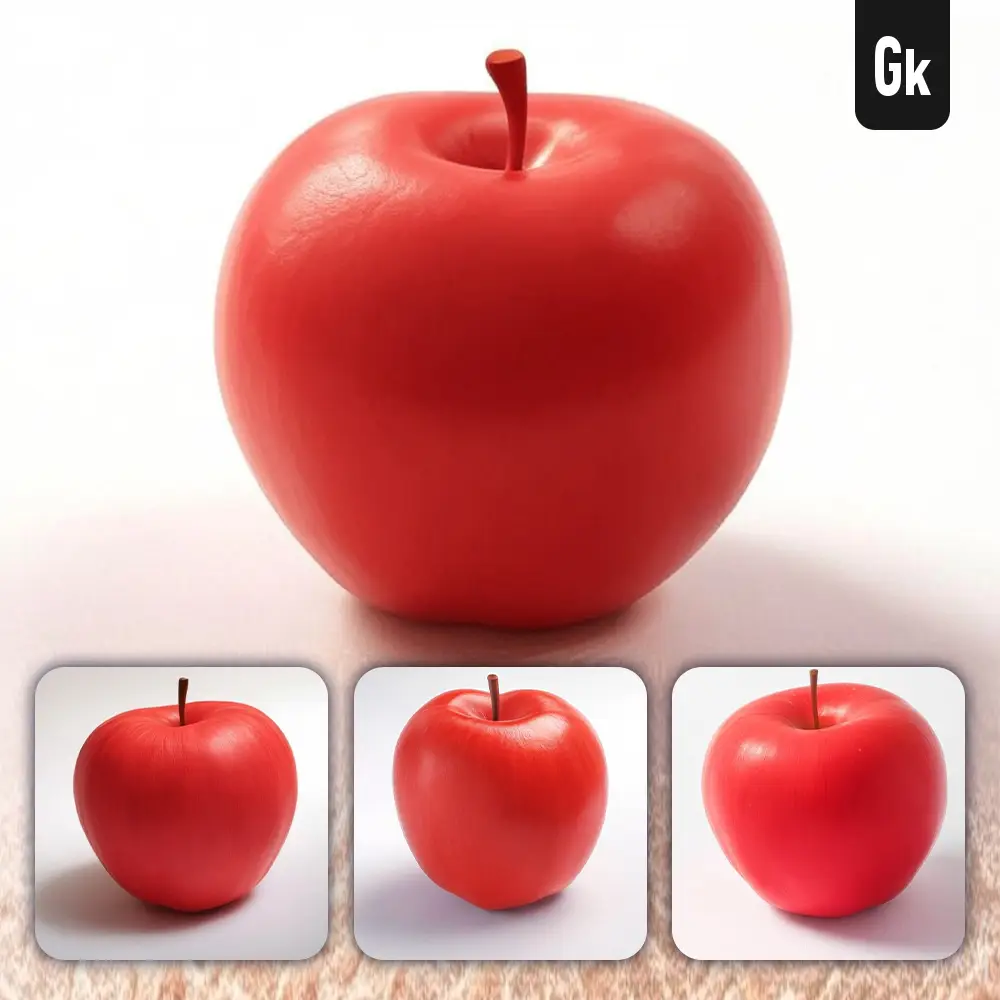 Grok Prompt Apple 3D Rendering Icon Cartoon Simple Model Fruit