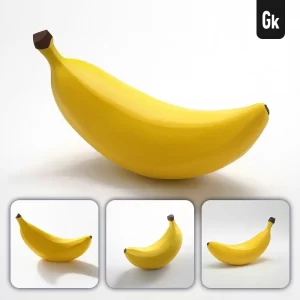 Grok Prompt Banana 3D Rendering Icon Cartoon Simple Model Fruit