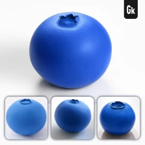 Grok Prompt Blueberry 3D Rendering Icon Cartoon Simple Model Fruit