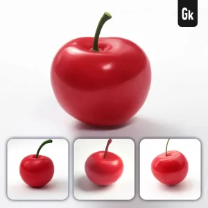 Grok Prompt Cherry 3D Rendering Icon Cartoon Simple Model Fruit