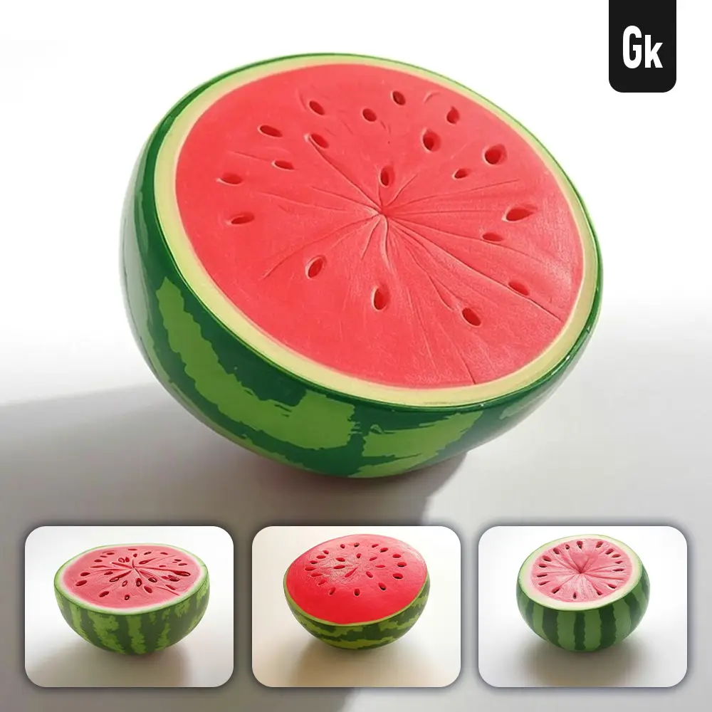 Grok Prompt Half Watermelon 3D Rendering Icon Cartoon Simple Model Fruit
