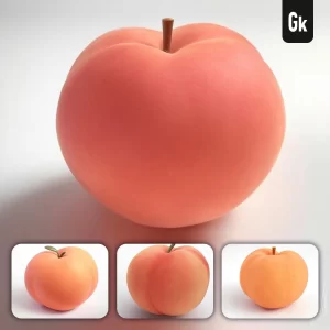 Grok Prompt Peach 3D Rendering Icon Cartoon Simple Model Fruit