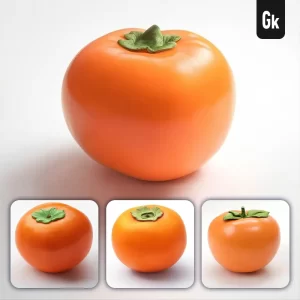 Grok Prompt Persimmon 3D Rendering Icon Cartoon Simple Model Fruit