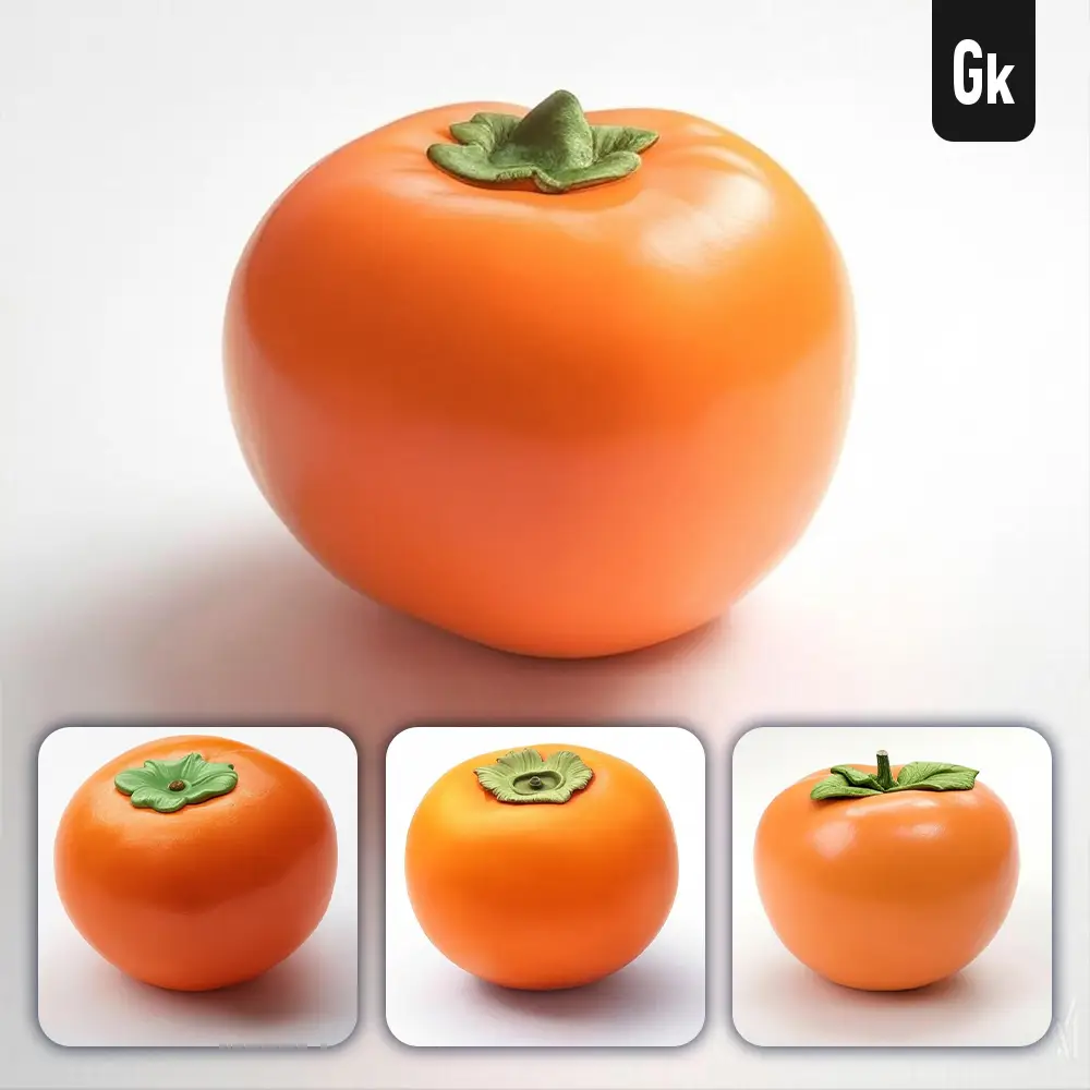Grok Prompt Persimmon 3D Rendering Icon Cartoon Simple Model Fruit