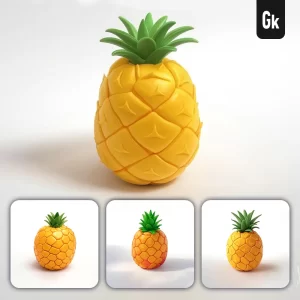 Grok Prompt Pineapple 3D Rendering Icon Cartoon Simple Model Fruit