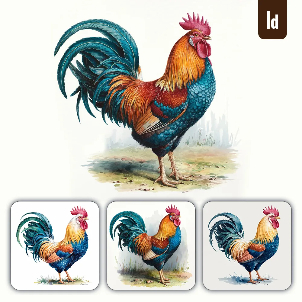Ideogram Prompt Rooster Watercolor Illustration Art Painting Drawing