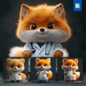 Midjourney Prompt Fox Doctor Popmart Blindbox 3D Cartoon