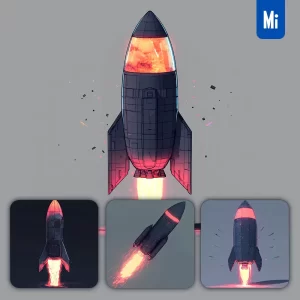 Midjourney Prompt 3D Rocket Launch Drawing Model