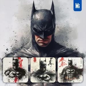 Midjourney Prompt Batman DC Comics Front Portrait Chinese Ink Painting Brush Strokes Pose Traditional Artistic Monochrome