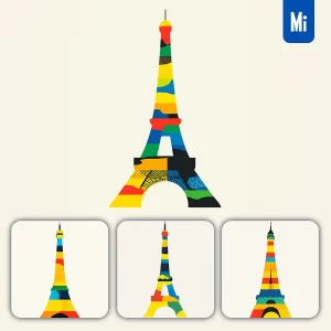 Midjourney Prompt Eiffel Tower Paris France Vector Cartoon Colorful Illustration