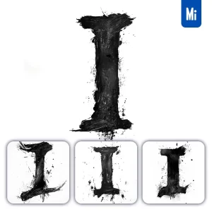 Midjourney Prompt I Letter Black White Chinese Ink Brushstroke Calligraphy Brush Painting