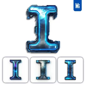Midjourney Prompt I Letter Cyberpunk Steel Technology Futuristic 3D Blue