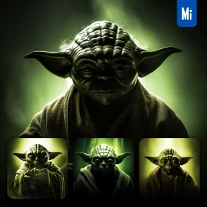 Midjourney Prompt Master Yoda Green Silhouette Photography